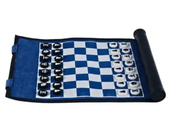 Blue Travel Roll Up Chess Set 13 Inch