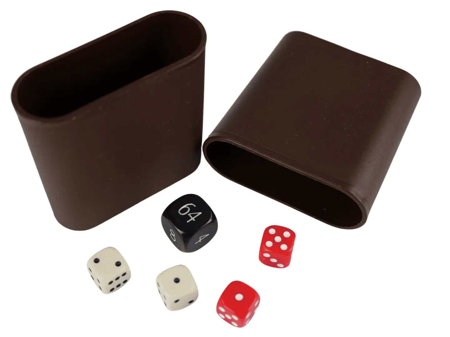 Replacement Backgammon Dice Set & Dice cups- Black Doubling Cube - Red & Cream Dices