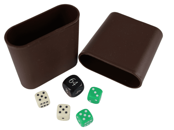 Replacement Backgammon Dice Set & Dice cups- Black Doubling Cube - Cream & Green Dices