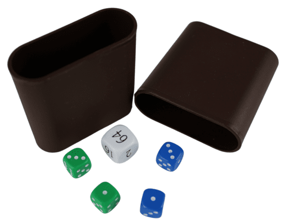 Replacement Backgammon Dice Set & Dice cups - White Doubling Cube - Blue & Green Dices