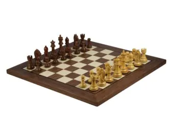 Walnut Chess Set 20 Inch With Helena Flat Chess Board and Weighted Sheesham King Bridal Staunton Chess Pieces 3.75 Inch