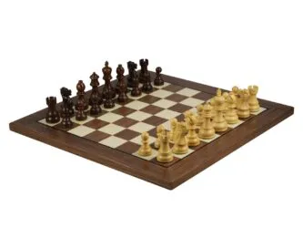 Walnut Chess Set 20 Inch With Helena Flat Chess Board and Weighted Sheesham Executive Staunton Chess Pieces 3.75 Inch
