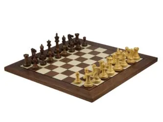 Walnut Chess Set 20 Inch With Helena Flat Chess Board and Weighted Sheesham Morphy Staunton Chess Pieces 3.75 Inch