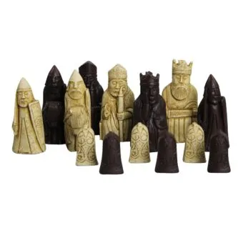 Isle of Lewis Chess Set With I Ivory & Brown Resin Chess Pieces 3.5 Inch and Rosewood Chess Board 20 Inch