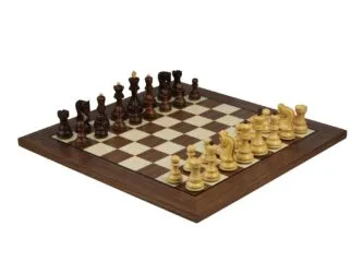 Walnut Chess Set 20 Inch With Helena Flat Chess Board and Weighted Sheesham Zagreb Staunton Chess Pieces 3.75 Inch