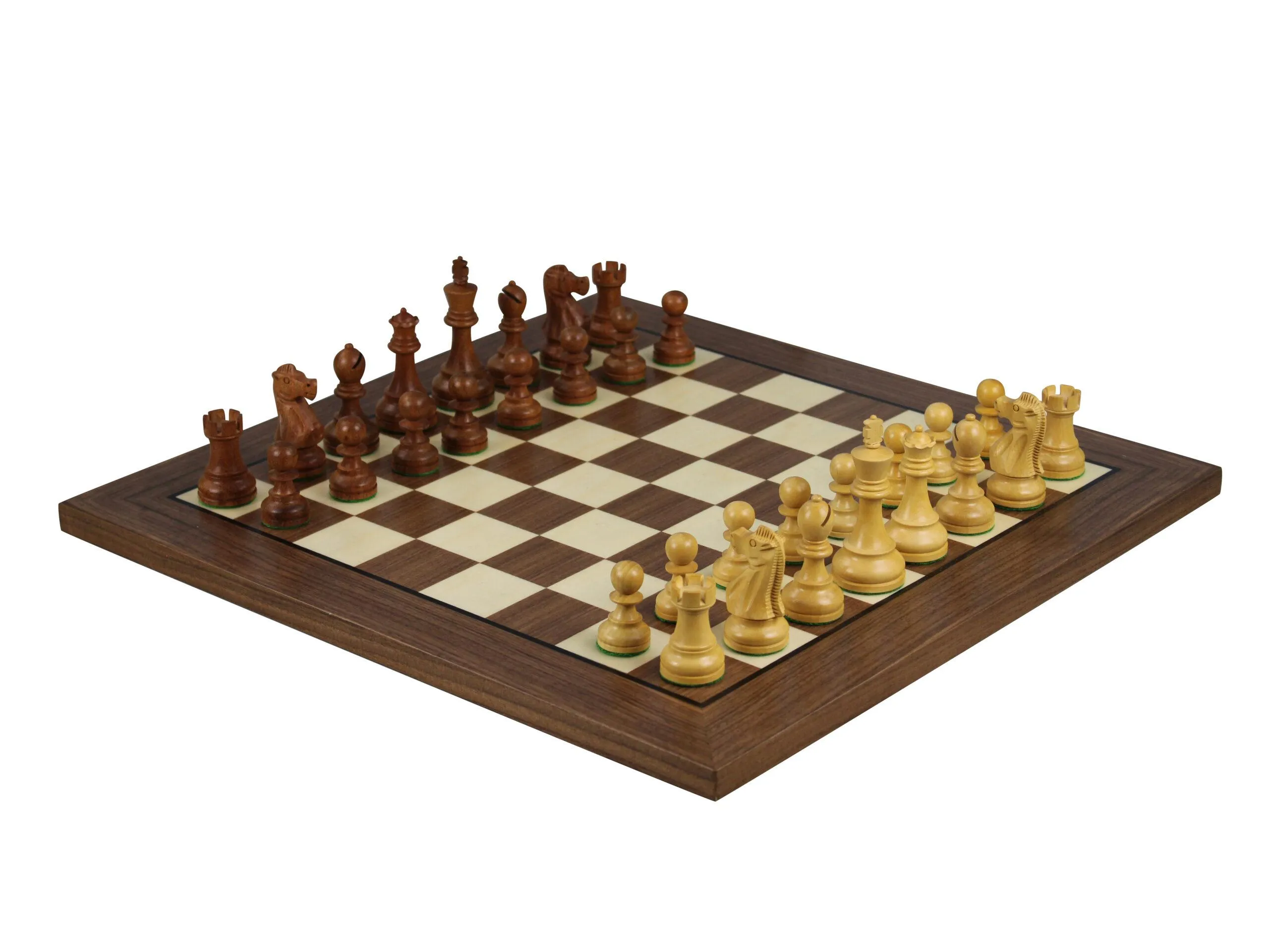 Walnut Chess Set 20 Inch with Helena Flat Chess Board and Weighted Sheesham Reykjavik Staunton Chess Pieces 3.75 Inch - Image 2