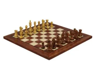 Rosewood Chess Set 20 Inch With Helena Flat Chess Board Weighted Sheesham and Reykjavik Staunton Chess Pieces 3.75 Inch