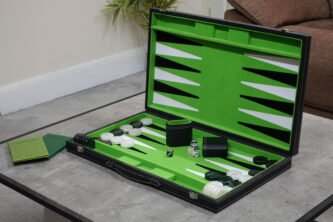 Lime Green Leather Backgammon Set 21 Inch