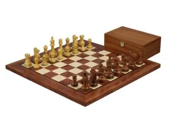 Rosewood Chess Set 20 Inch With Helena Flat Chess Board Weighted Sheesham and Reykjavik Staunton Chess Pieces 3.75 Inch