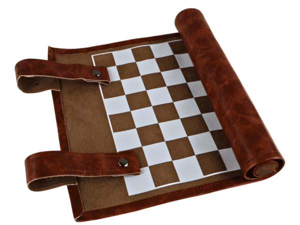 Brown Travel Roll Up Chess Set 13 Inch - Image 5