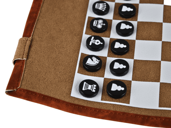 Brown Travel Roll Up Chess Set 13 Inch - Image 3