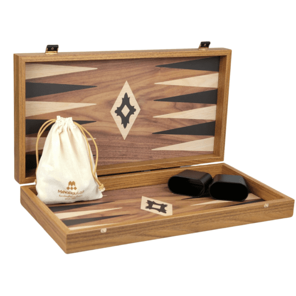 Manopoulos Walnut Backgammon Set 20 Inch