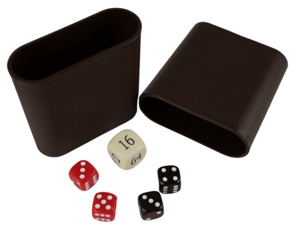 Replacement Backgammon Dice Set & Dice cups- Cream Doubling Cube - Red & Black Dices