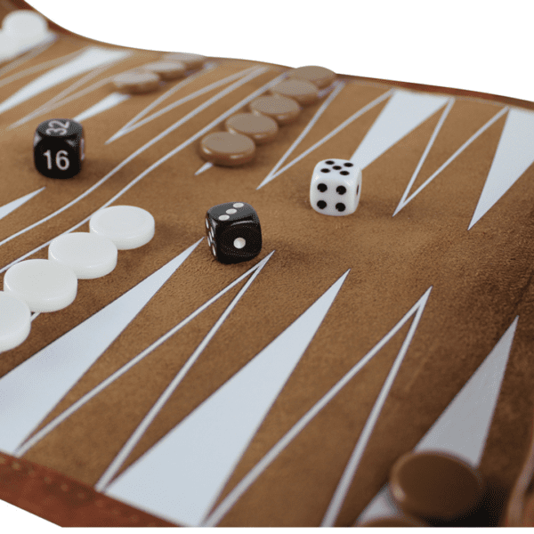 Brown Travel Roll Up Backgammon Set 13 Inch - Image 5