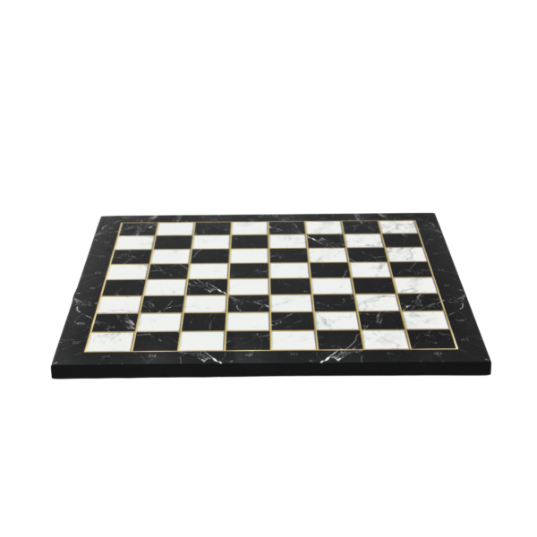 14 Inch Chess Set Black Marble Design with Acrylic UV Cured Varnish Carrying Box - Image 3