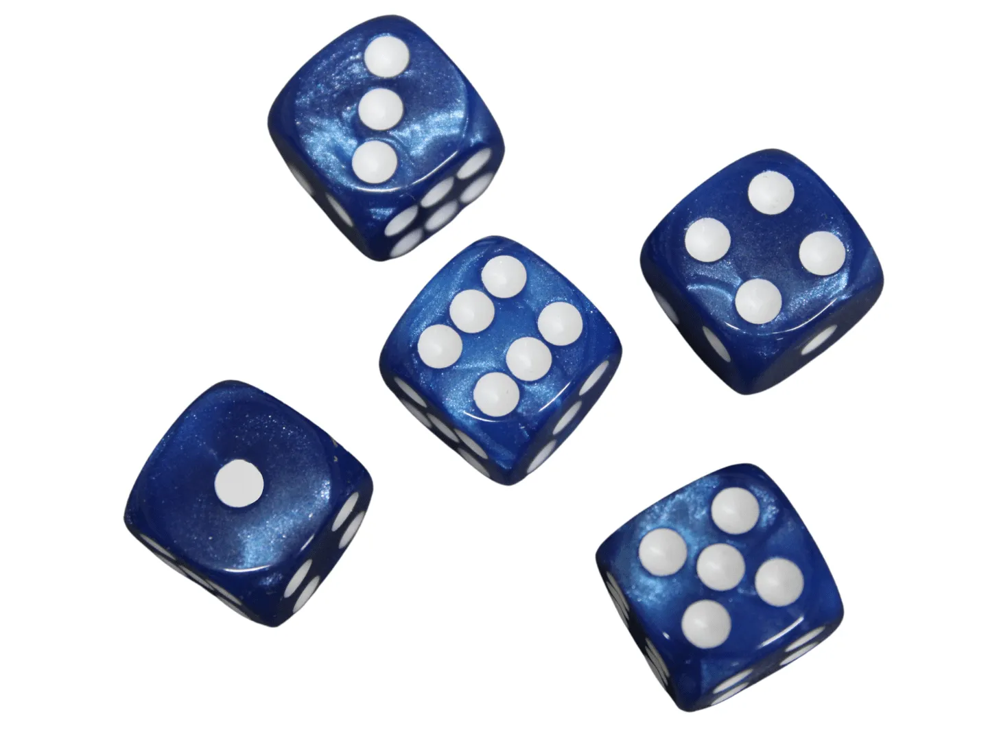 Night Blue Rounded Marble Effect 16 mm D6 Dice Roll Playing Dices with White Dots