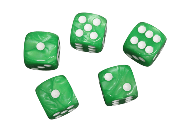 Pine Green Rounded Marble Effect 16 mm D6 Dice Roll Playing Dices with White Dots