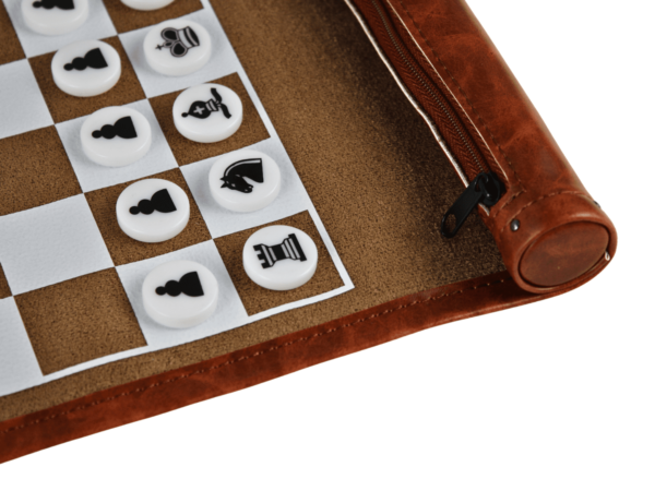 Brown Travel Roll Up Chess Set 13 Inch - Image 8