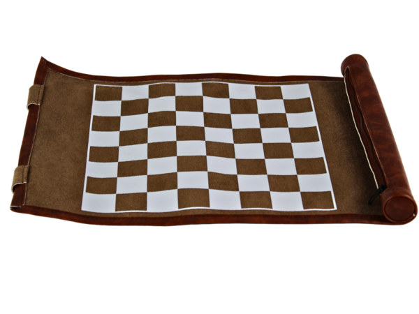 Brown Travel Roll Up Chess Set 13 Inch - Image 3