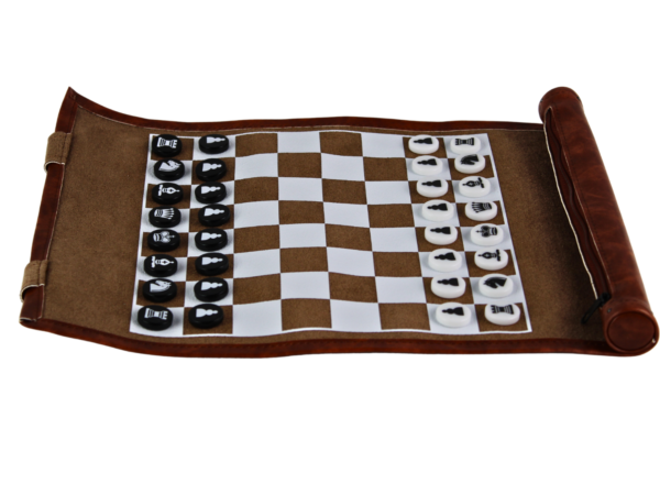 Brown Travel Roll Up Chess Set 13 Inch