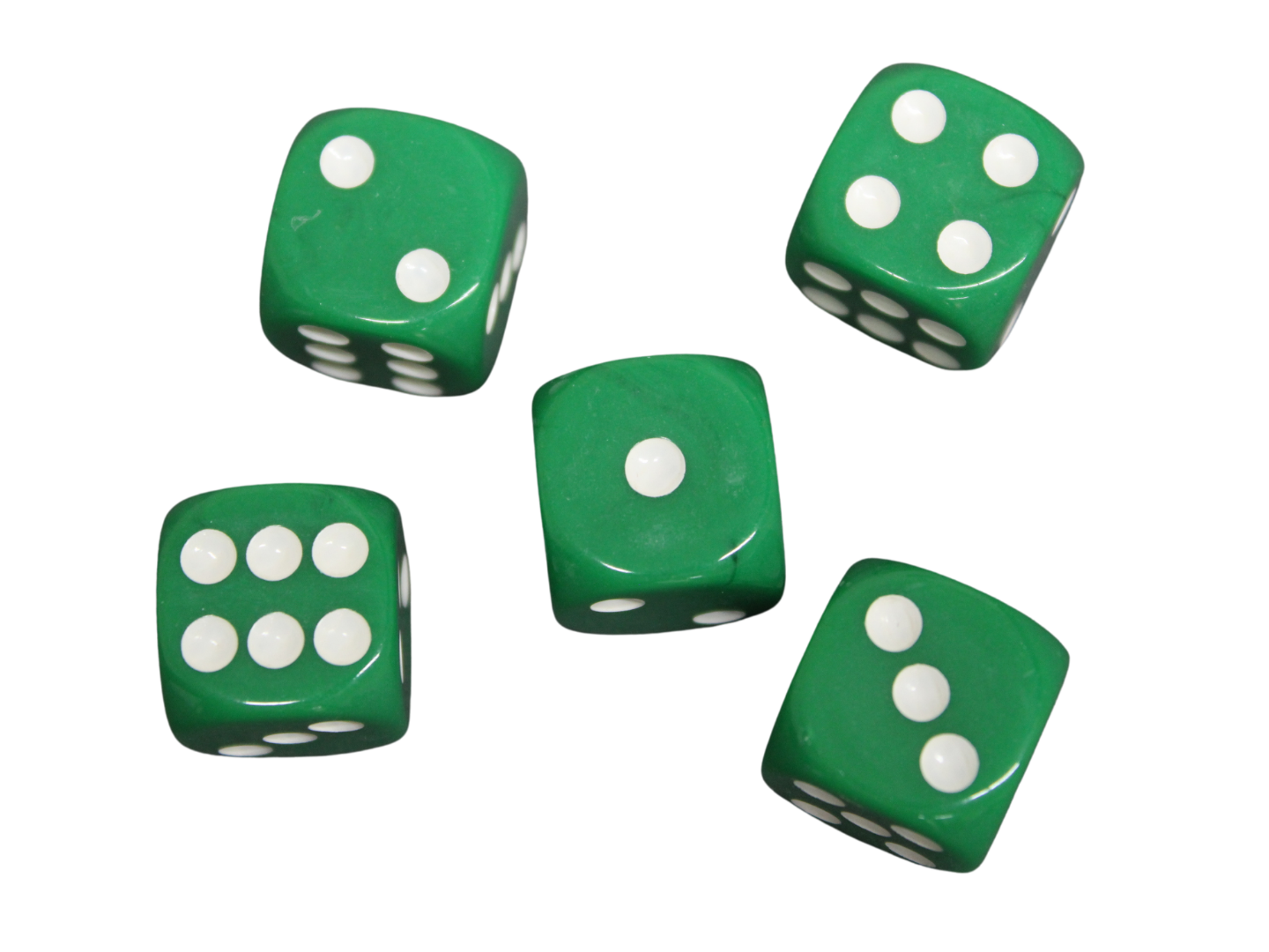 Opaque Green 12 mm D6 Roll Playing Game Dices with White Dots