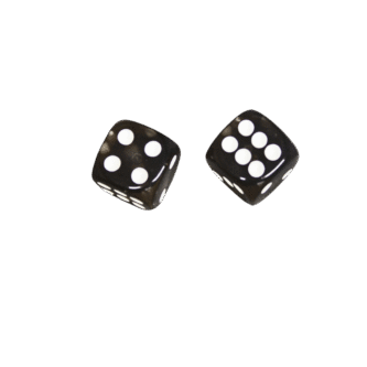Translucent Black 14 mm D6 Roll Playing Game Dices with White Dots