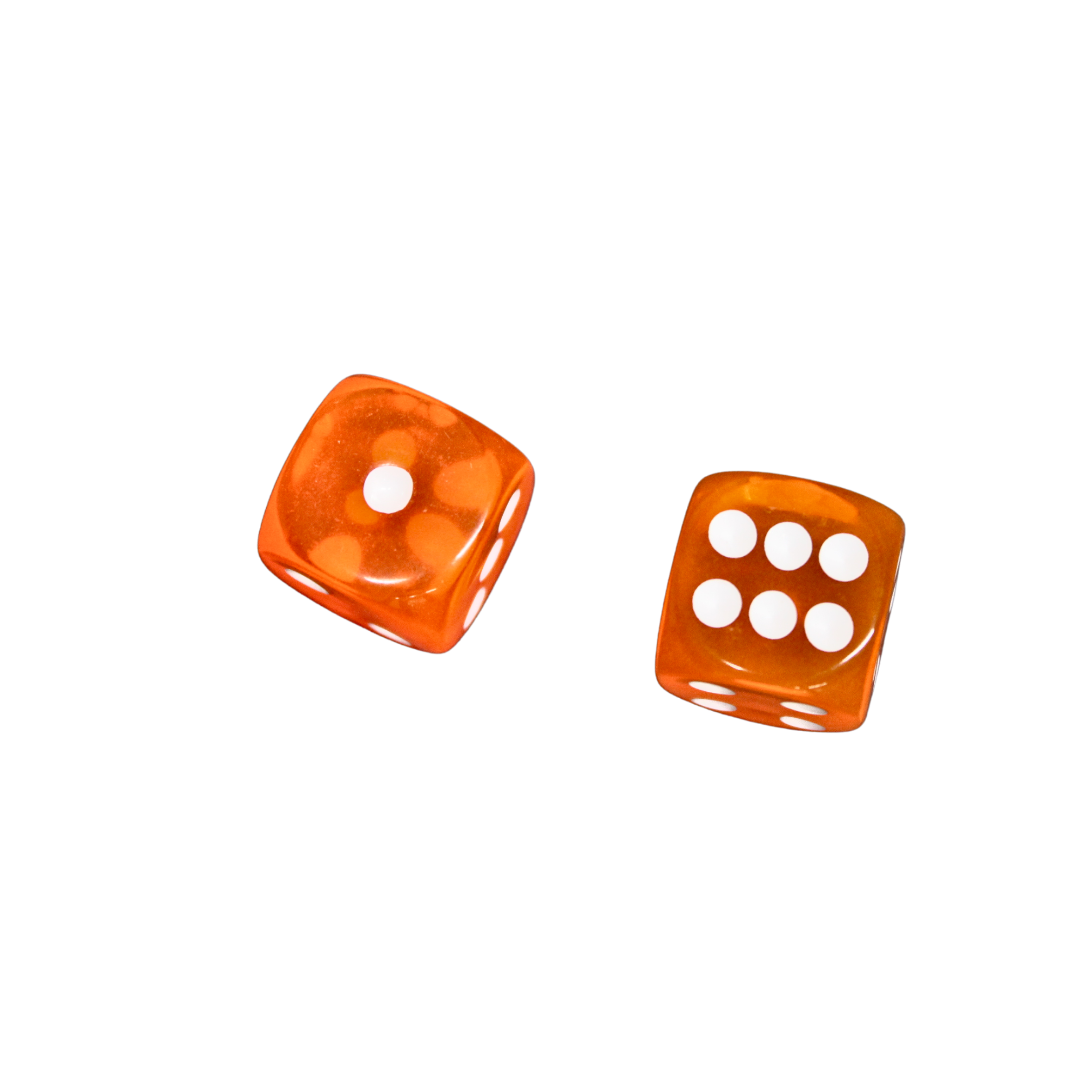Translucent Orange 14 mm D6 Roll Playing Game Dices with White Dots - Image 2