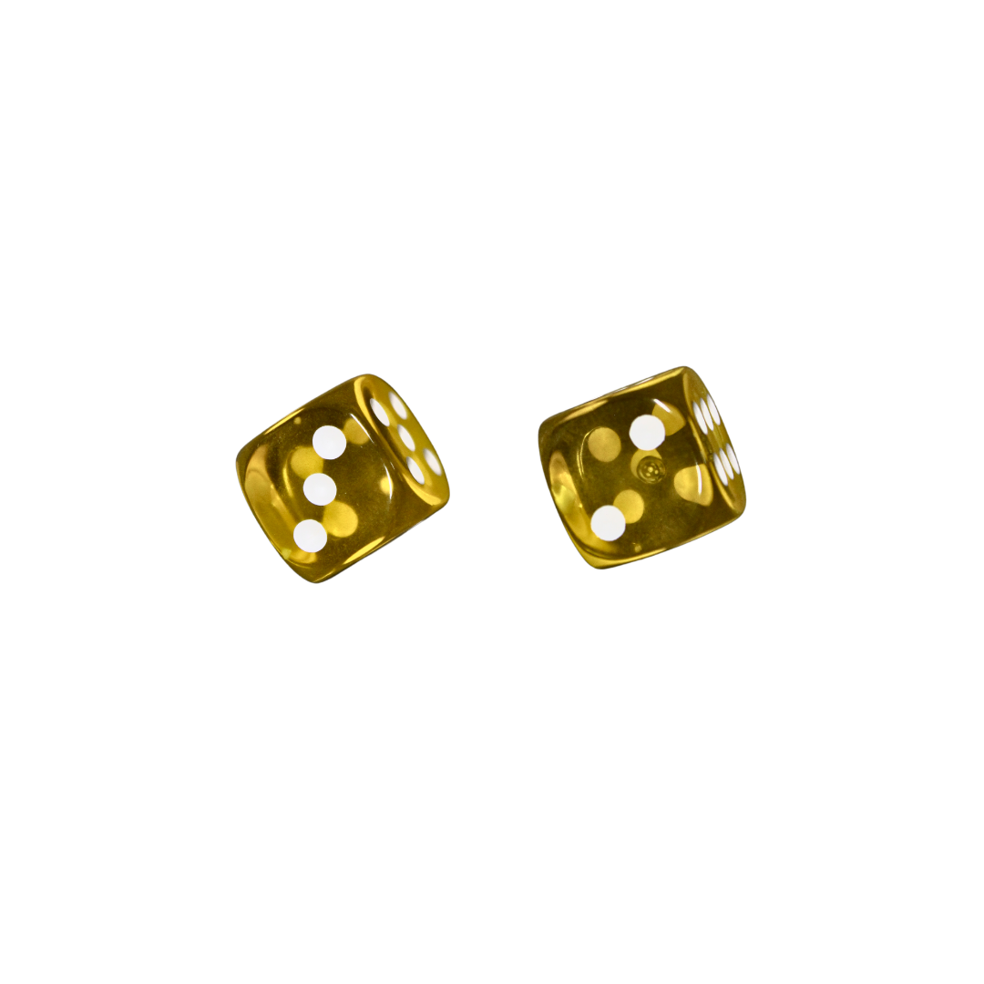 Translucent Yellow 14 mm D6 Roll Playing Game Dices with White Dots - Image 2
