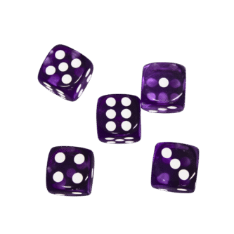 Translucent Purple 14 mm D6 Roll Playing Game Dices with White Dots