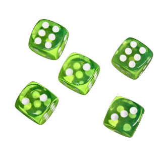 Translucent Green 14 mm D6 Roll Playing Game Dices with White Dots