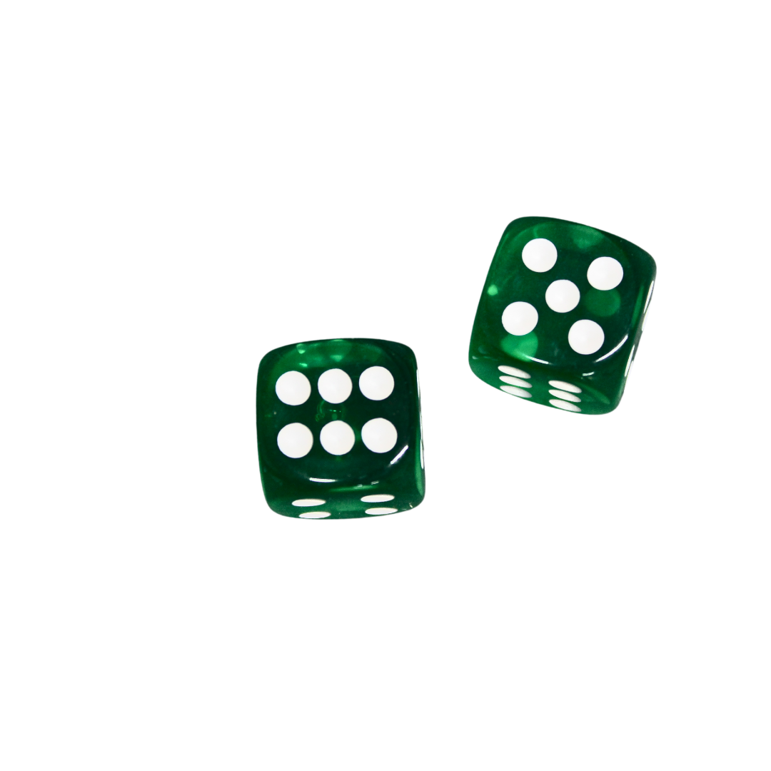 Translucent Dark Green 14 mm D6 Roll Playing Game Dices with White Dots - Image 2