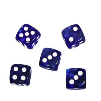 Translucent Dark Blue 14 mm D6 Roll Playing Game Dices with White Dots