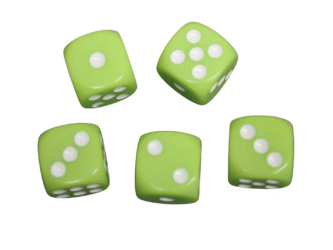 Opaque Lime Green 16 mm D6 Roll Playing Game Dices with White Dots