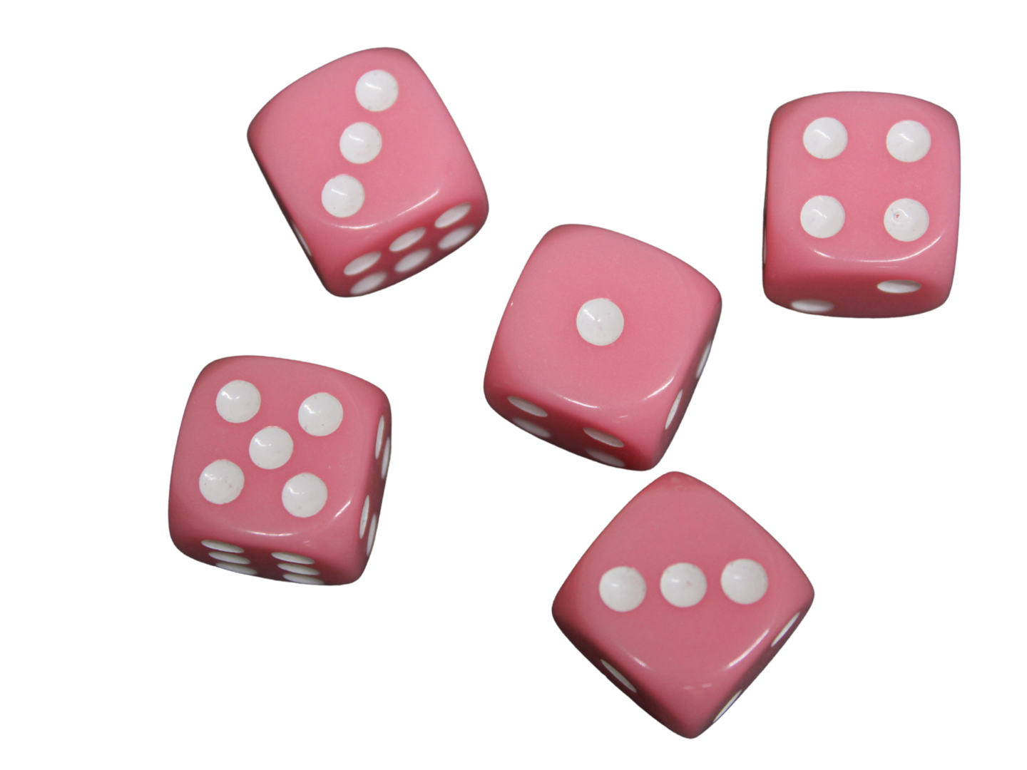 Opaque Light Pink 16 mm D6 Roll Playing Game Dices with White Dots