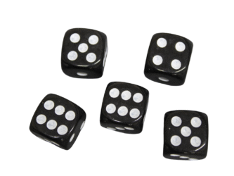 Opaque Black 16 mm D6 Roll Playing Game Dices with White Dots