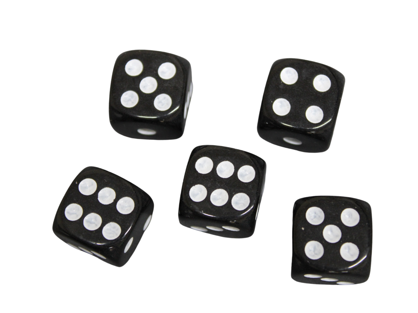 Opaque Black 16 mm D6 Roll Playing Game Dices with White Dots
