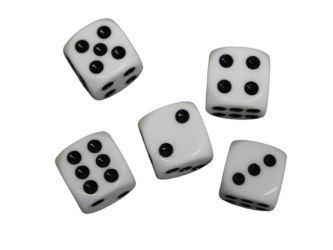 Opaque White 14 mm D6 Roll Playing Game Dices with Black Dots