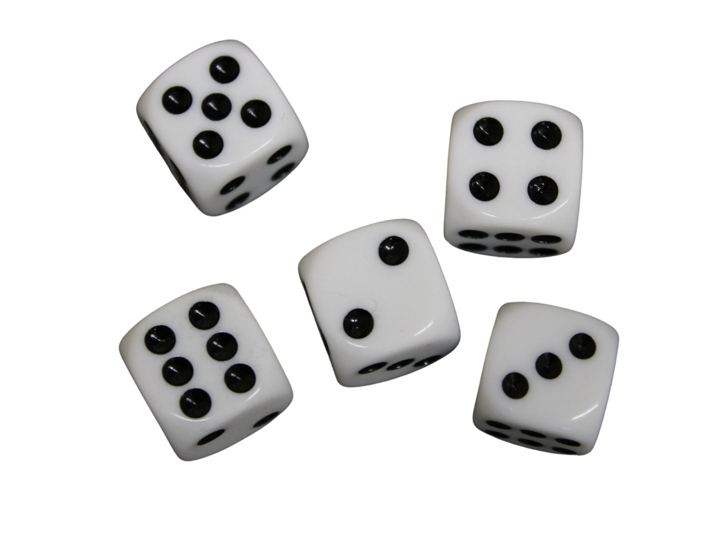 Opaque White 14 mm D6 Roll Playing Game Dices with Black Dots