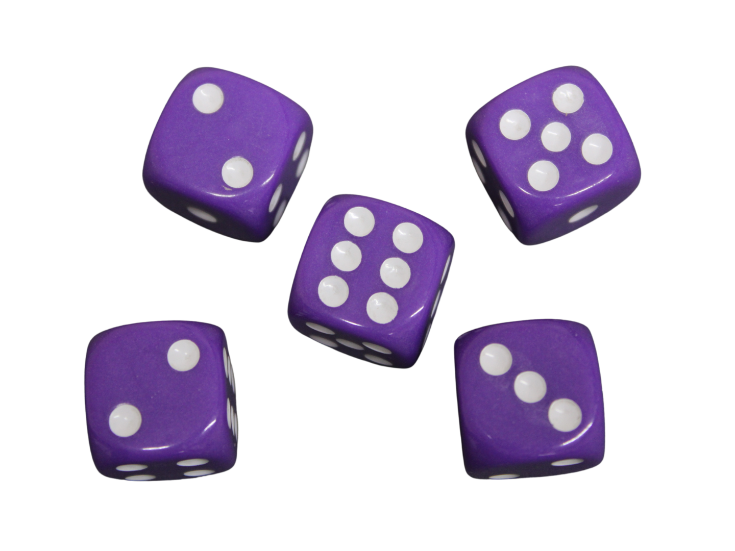 Opaque Purple 14 mm D6 Roll Playing Game Dices with White Dots