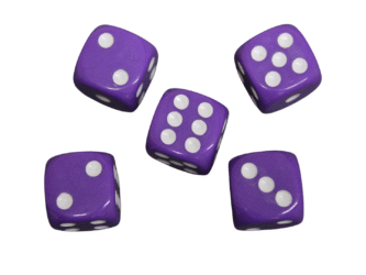 Opaque Purple 14 mm D6 Roll Playing Game Dices with White Dots