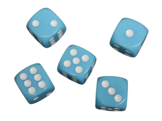 Opaque Light Blue 14 mm D6 Roll Playing Game Dices with White Dots