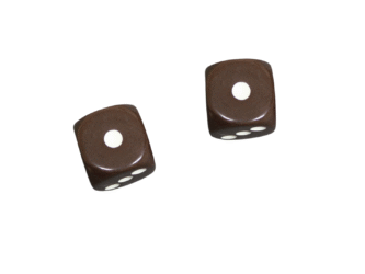 Opaque Brown 14 mm D6 Roll Playing Game Dices with White Dots