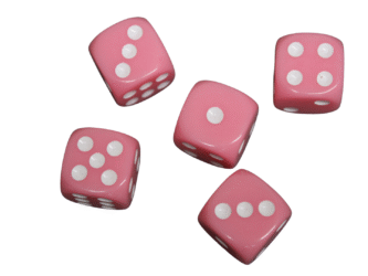Opaque Light Pink 14 mm D6 Roll Playing Game Dices with White Dots