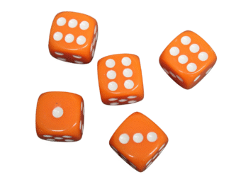 Opaque Orange 14 mm D6 Roll Playing Game Dices with White Dots