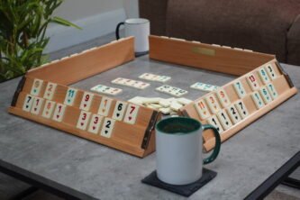 Premium Natural Beechwood Rummy Set with Melamine Tiles 17 inch