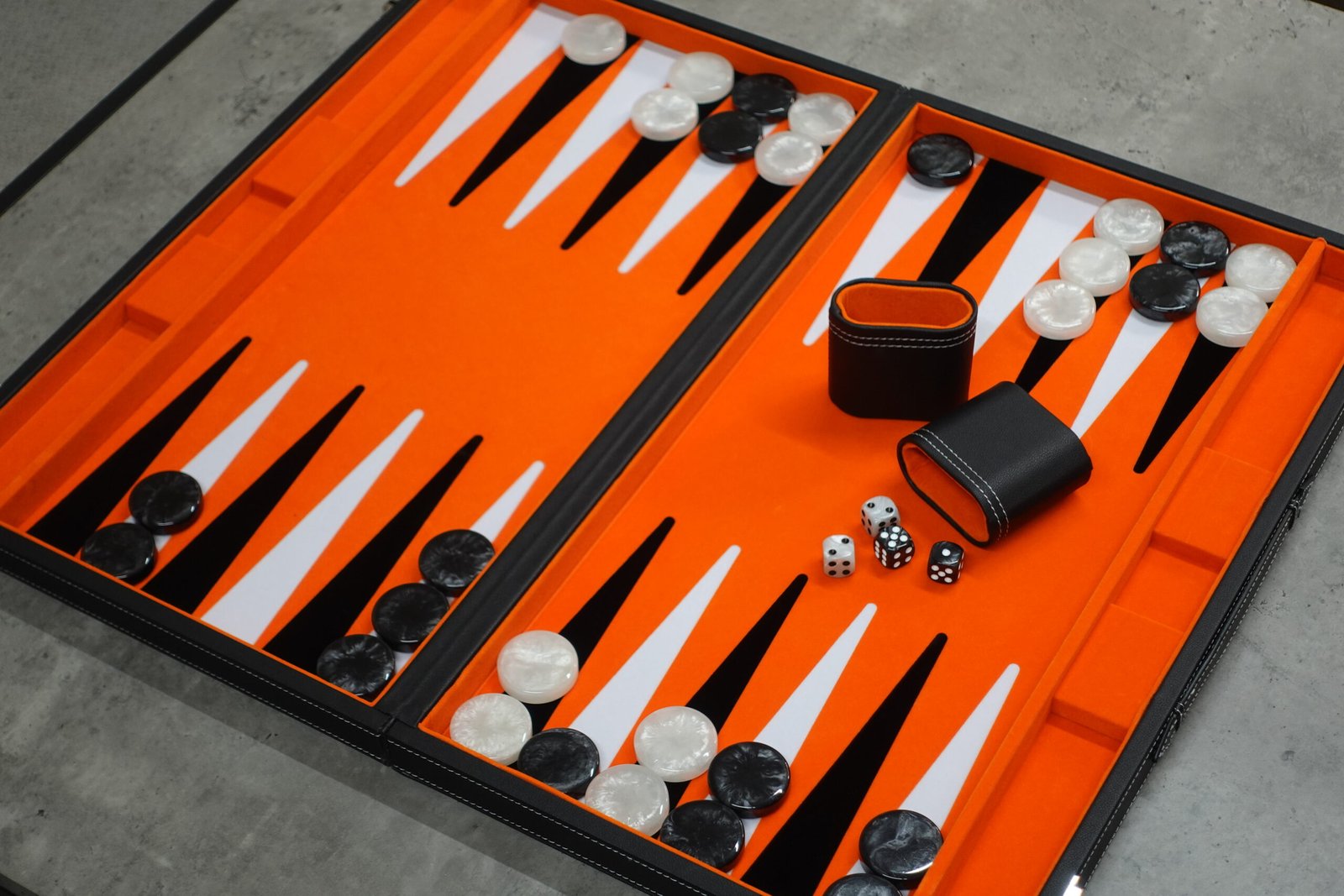 Coral Orange Leather Backgammon Set 21 Inch - Image 7