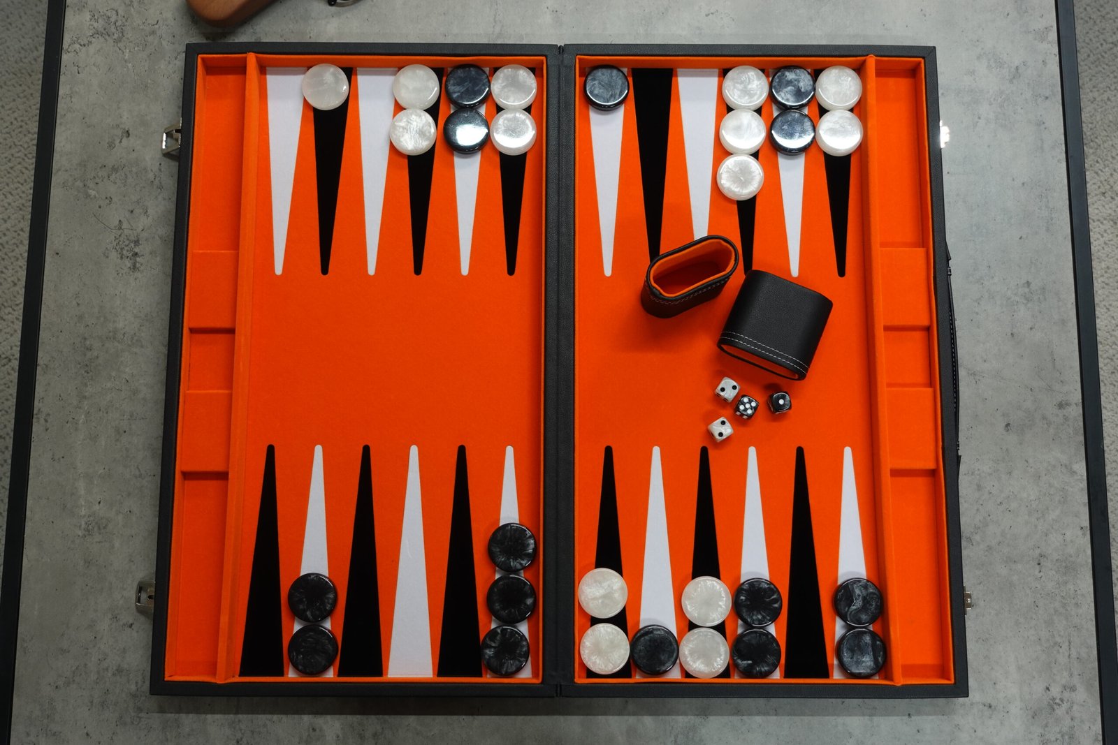 Coral Orange Leather Backgammon Set 21 Inch - Image 8