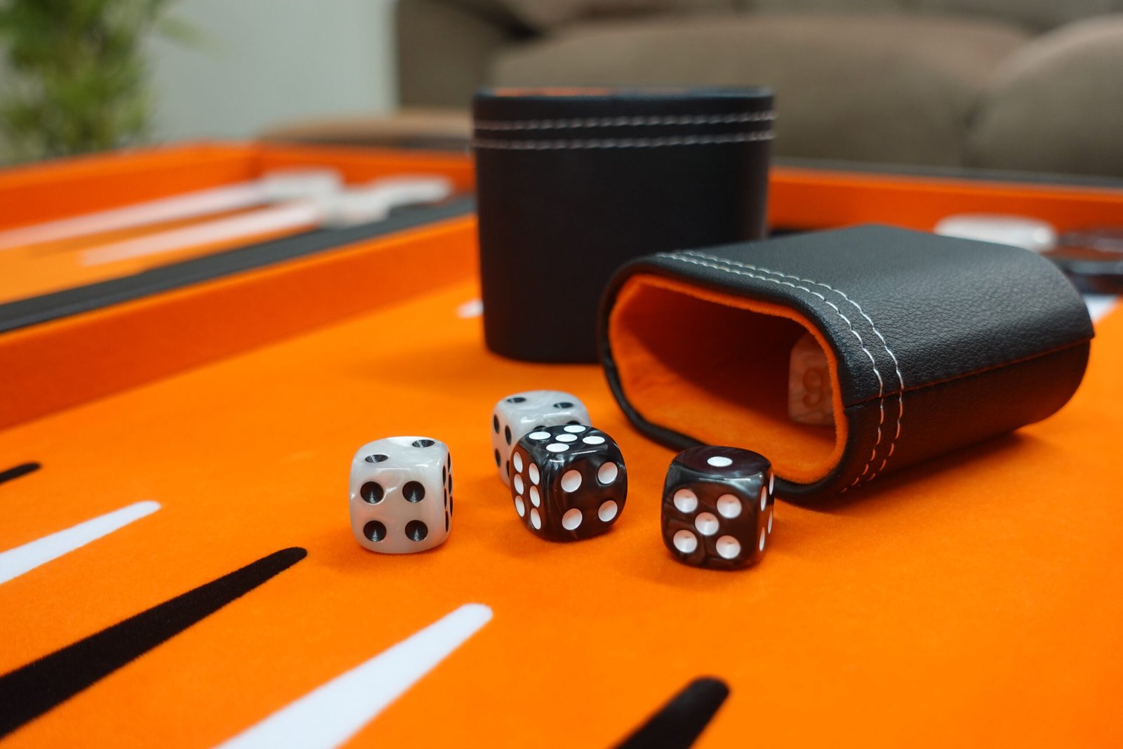 Coral Orange Leather Backgammon Set 21 Inch - Image 10